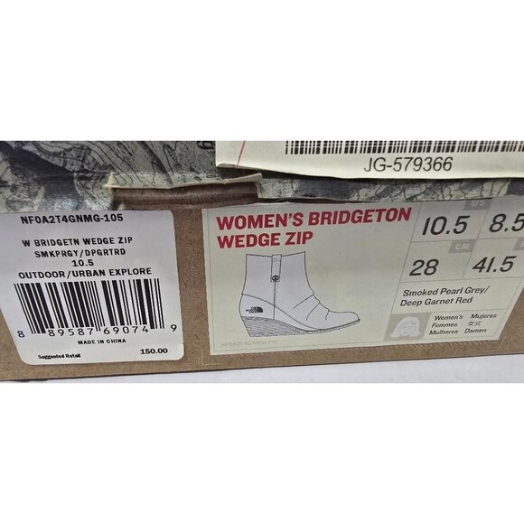 The North Face Bridgeton Wedge Bootie Gray Leather-Suede Waterproof Size 10.5 - Picture 13 of 13